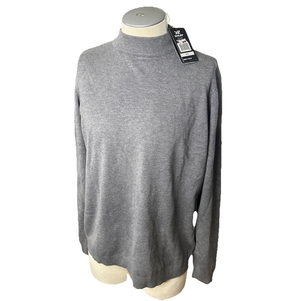 XRAY Jeans Moch Neck Sweater‎ 2XL Mens Grey Pullover Sweatshirt Slim Fit